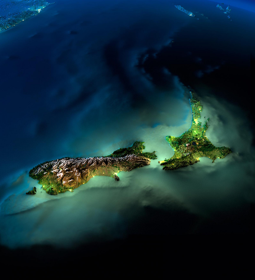 An image of New Zealand taken from space